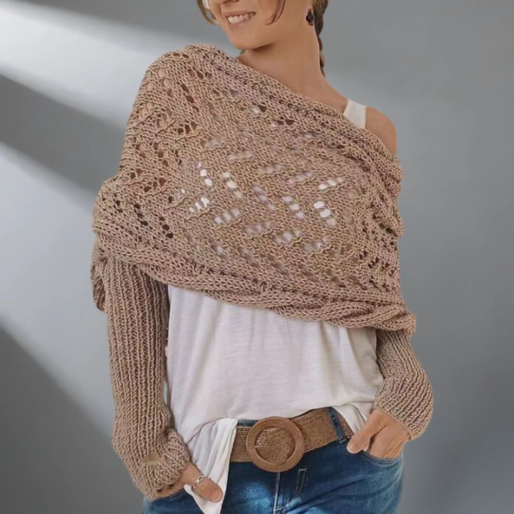 Châle tissé WarmWrap™ élégant de Danoir Paris, modèle FR860, avec motif sophistiqué et finition douce.