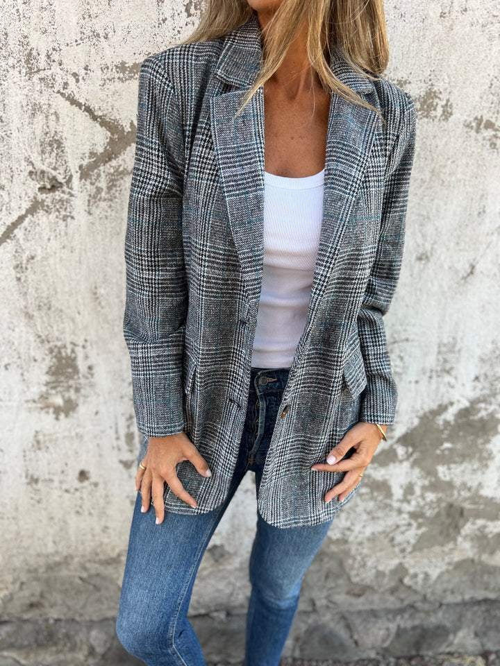 Manteau à carreaux Danoir Paris Fleur FR882, élégant, chaud, avec motif à carreaux dans un style sophistiqué.