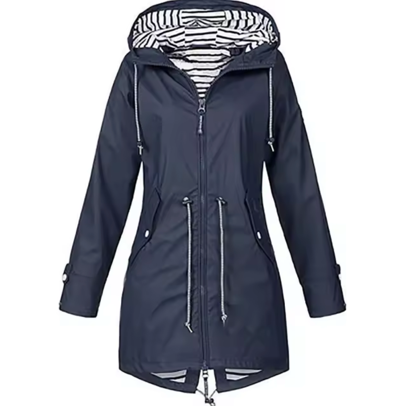 Veste waterproof élégante Linde de Danoir Paris, modèle FR885, en noir, style sophistiqué et coupe moderne.