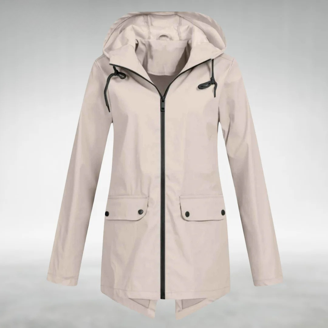 Vêtement imperméable élégant Danoir Paris Arlyn FR902, coupe moderne, tissu imperméable, idéal pour la pluie, couleur sobre.