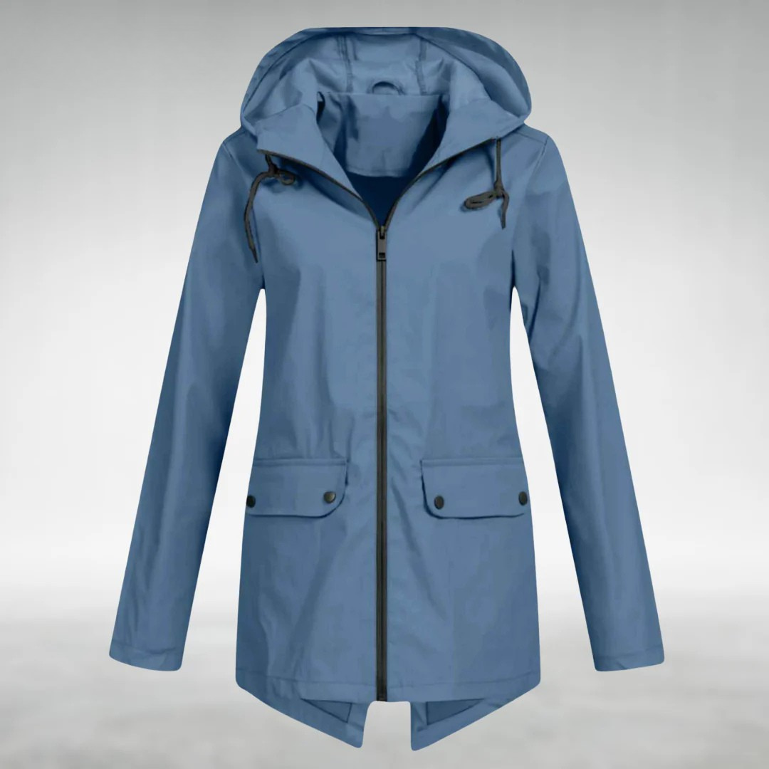 Vêtement imperméable élégant de la marque Danoir Paris, modèle FR902, en tissu résistant à l'eau, conçu pour la protection contre la pluie.