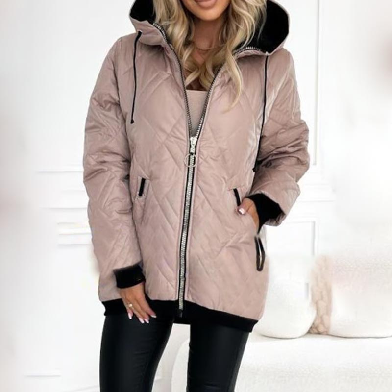 Parka hiver élégante Helena de Danoir Paris en rose, veste chaude et tendance pour femmes, modèle FR927.