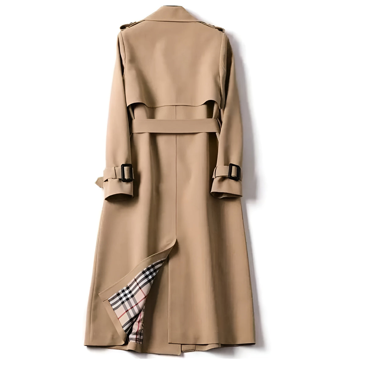 Trench-coat élégant automnal Danoir Paris Helena, coloris beige, coupe classique, détails sophistiqués, adapté pour la saison.