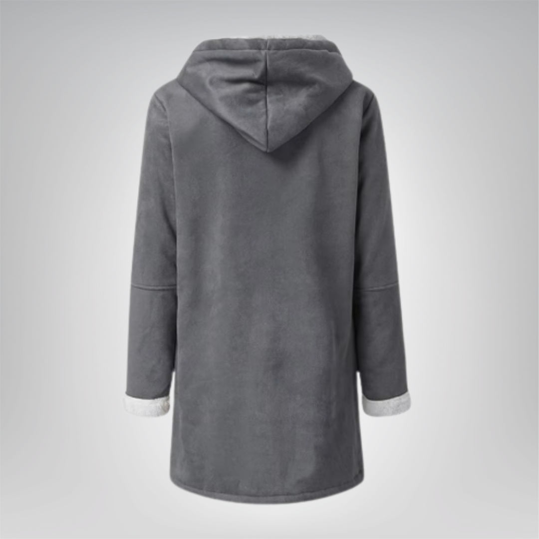 Veste en fleece verte mousse Maria de Danoir Paris, élégante et confortable, vue de face avec fermeture éclair et col haut.