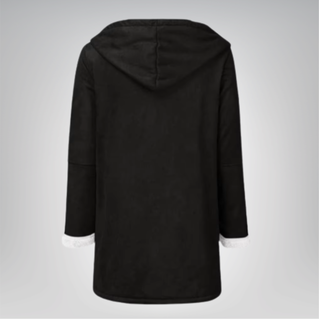 Veste élégante en fleece Maria de Danoir Paris, couleur vert mousse, vue de face, détail du tissu doux et finition soignée.