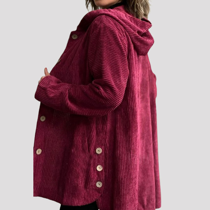 Veste en velours Isabelle de Danoir Paris, modèle FR958, couleur bordeaux, veste confortable pour femme.