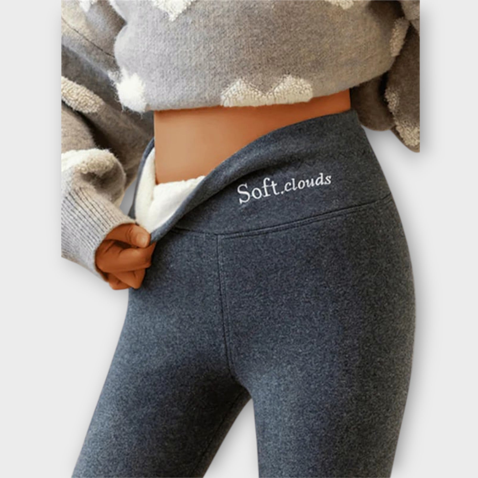 Pantalon d'hiver élégant Nordelle de Danoir Paris, tissu chaud et coupe sophistiquée pour femmes, en couleur neutre.