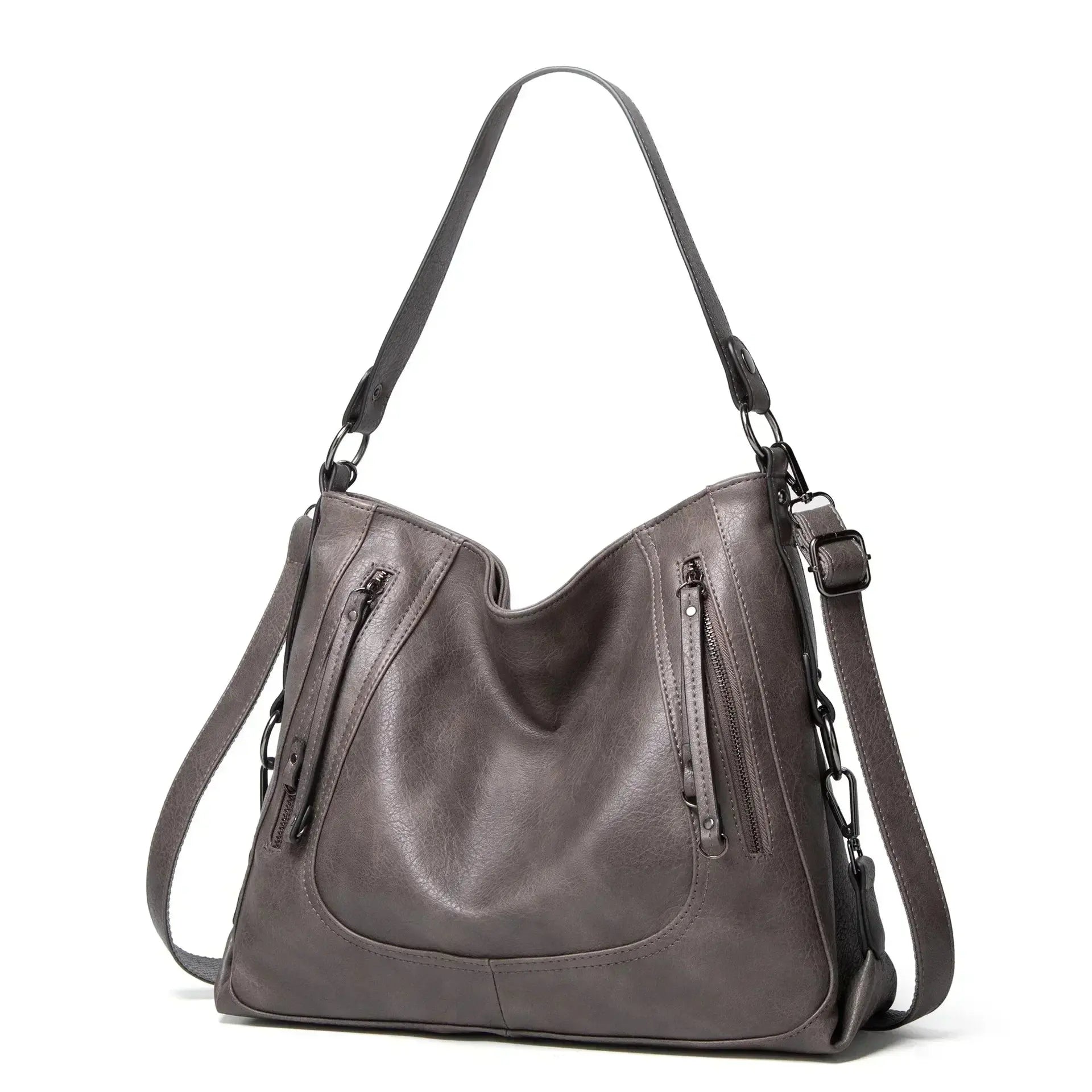 Sac élégant Nora de Danoir Paris, sac à main quotidien en cuir noir avec poignées et poche intérieure visible.