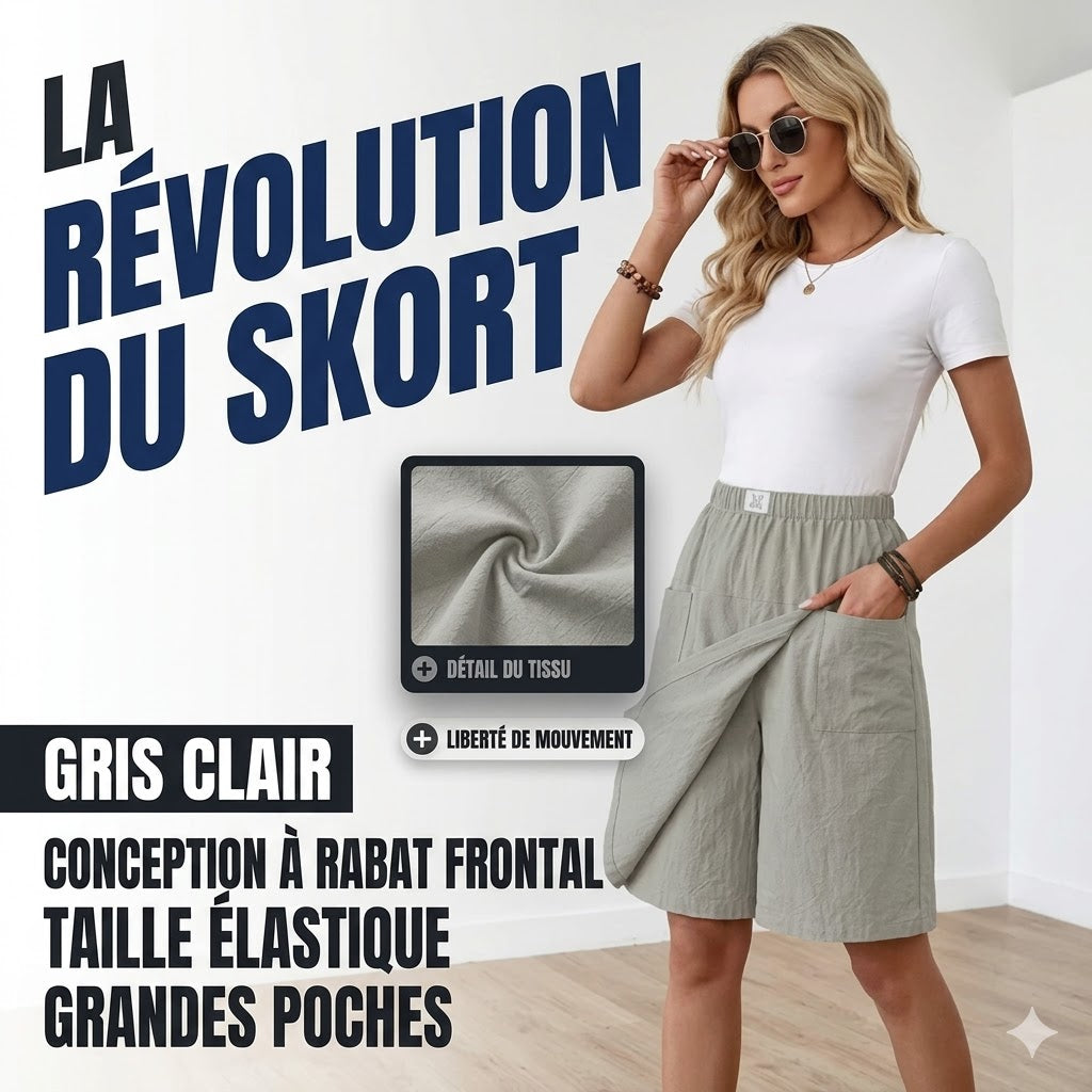 Short en denim Danoir Paris avec taille élastique, poches latérales, style libertine et coupe active pour confort.