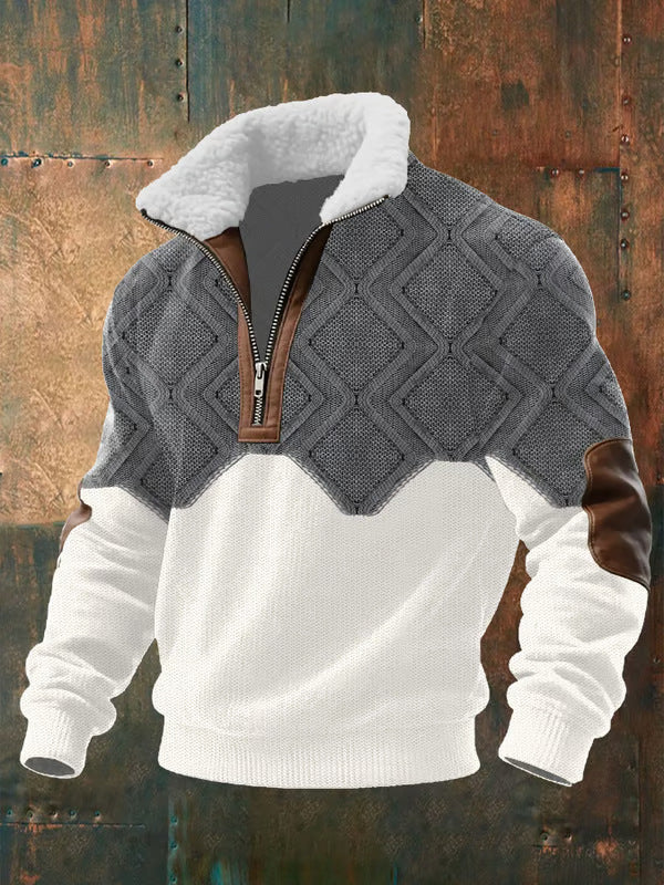 Pull zippé à col montant fourré Danoir Paris, vue de face, en laine noire avec fermeture éclair visible et intérieur chaud.