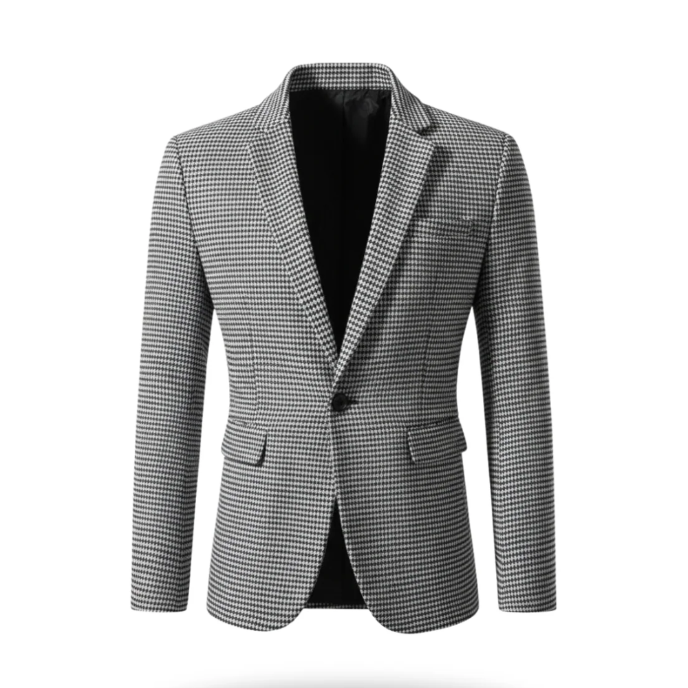 Blazer homme sur mesure de la marque Danoir Paris, coupe élégante et finition soignée, porté sur un mannequin.