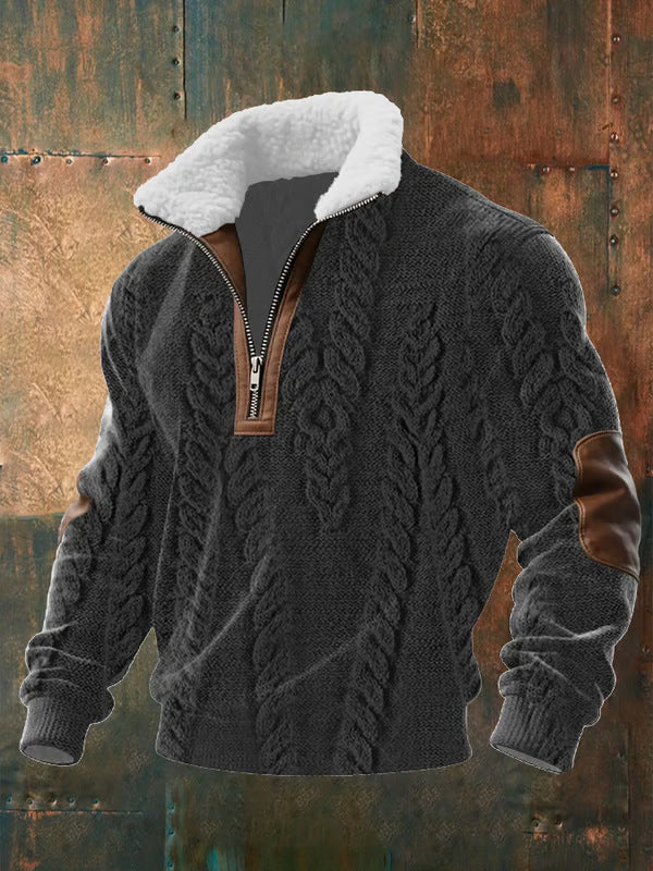 Pull zippé à col montant fourré Danoir Paris, veste d'hiver chaude avec fermeture éclair et col haut pour le froid.