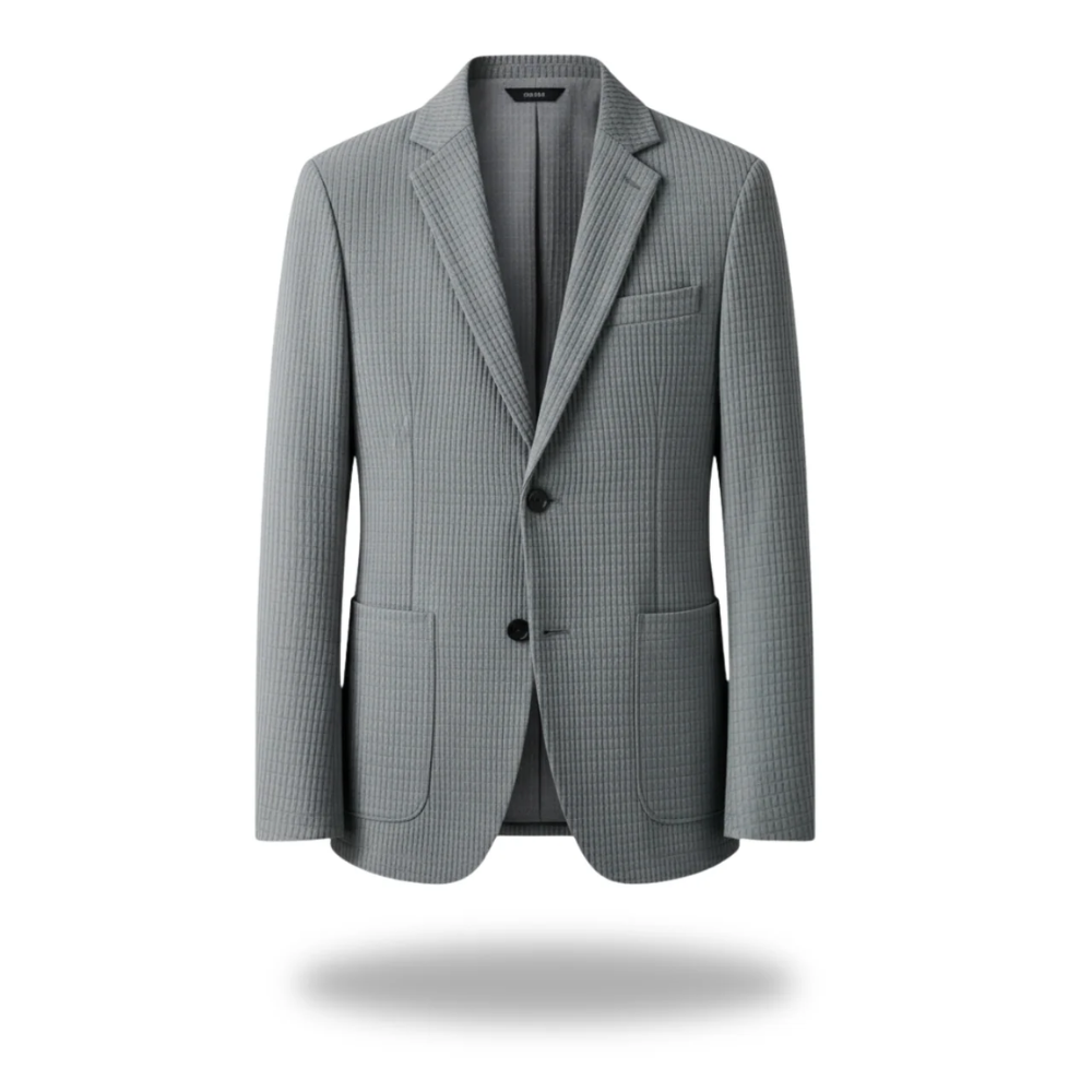Veste blazer Danoir Paris pour hommes, coupe classique et élégante, en tissu noir avec boutons et poches avant.