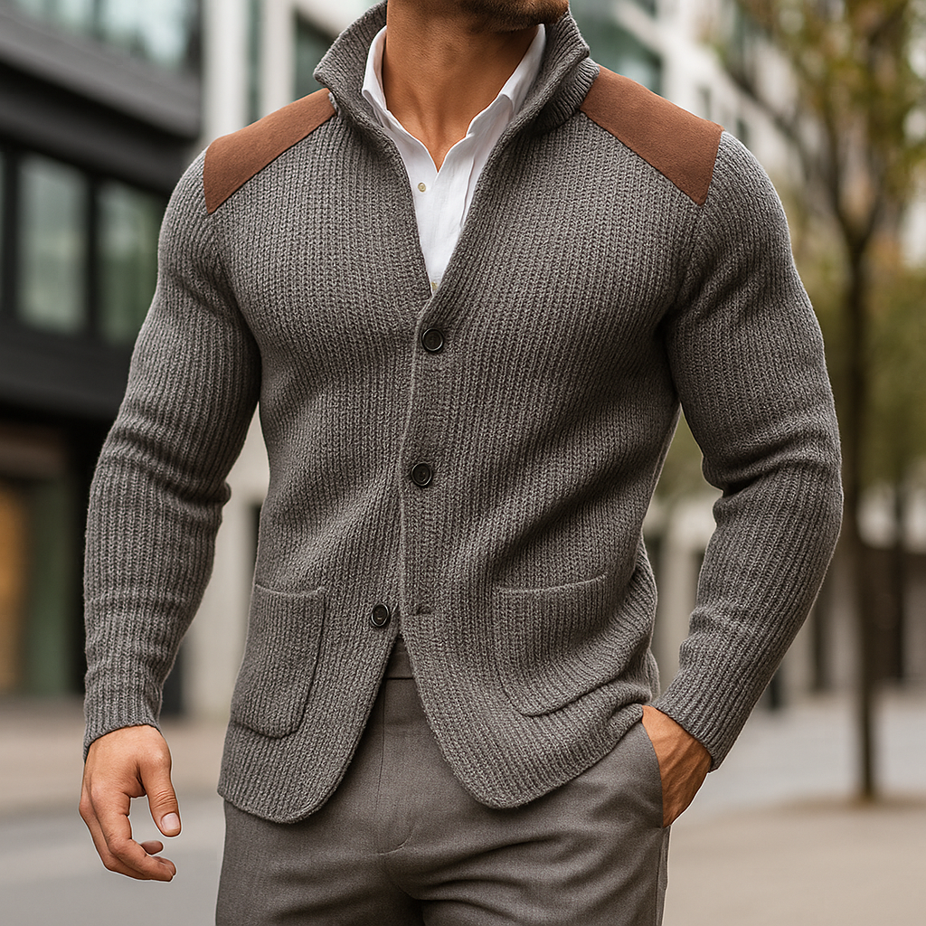 Veste blazer en maille texturée Danoir Paris pour homme, style élégant et moderne, portée sur un fond neutre.