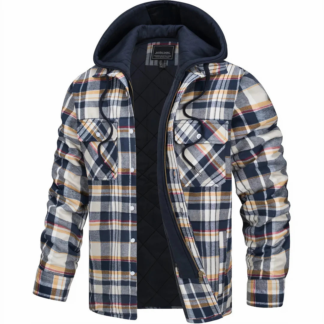 Manteau chaud pour homme Danoir Paris en mélange de laine premium, couleur jaune, vue de face sur fond blanc.