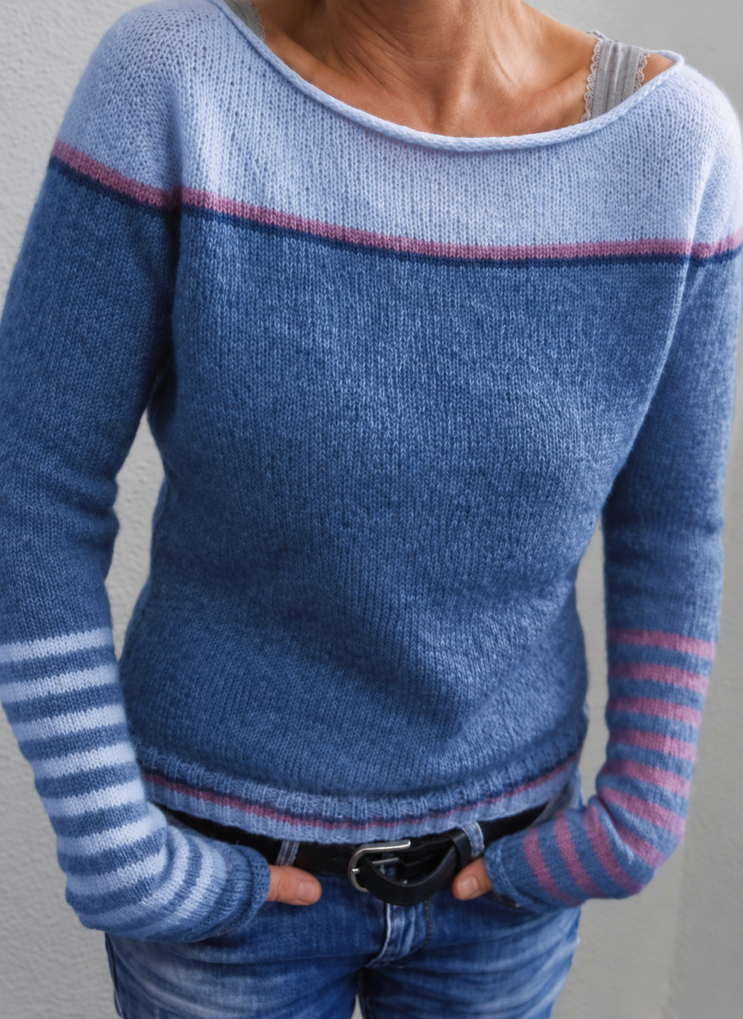 Pull rayé gris à manches longues Katharina de Danoir Paris