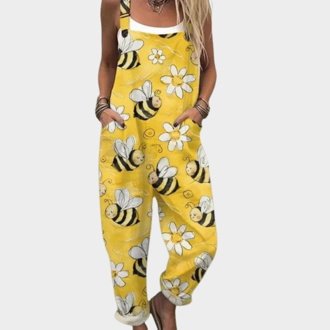 Salopette imprimée confortable de la marque Danoir Paris, vêtement de type jumpsuit avec motif coloré et tissu doux.