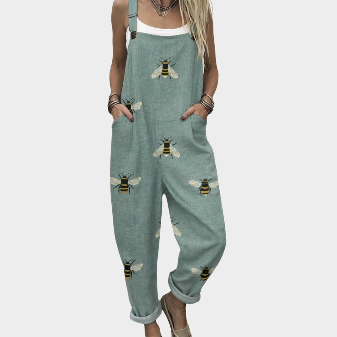 Salopette imprimée confortable de la marque Danoir Paris, combinaison pantalon pour femme, tissu doux et design tendance.