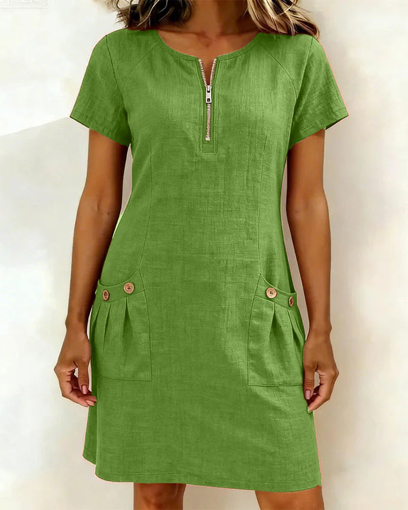 Robe Lina™ élégante de Danoir Paris, robe longue en tissu fluide avec ceinture, idéale pour un style naturel au quotidien.