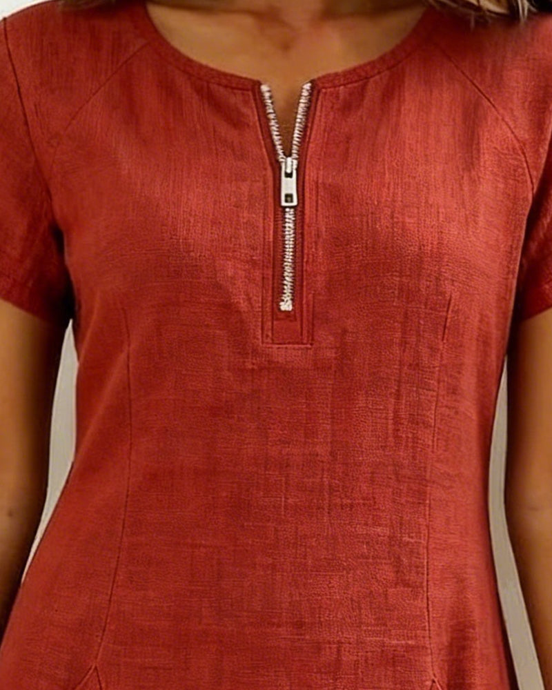 Robe Lina™ élégante de Danoir Paris, robe longue en tissu fluide avec décolleté en V et manches longues, style chic et confortable.