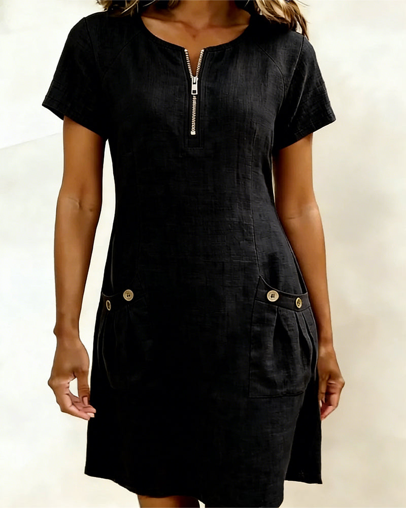 Robe Lina™ de Danoir Paris, robe élégante en tissu léger, portée avec style, vue de face sur fond neutre.