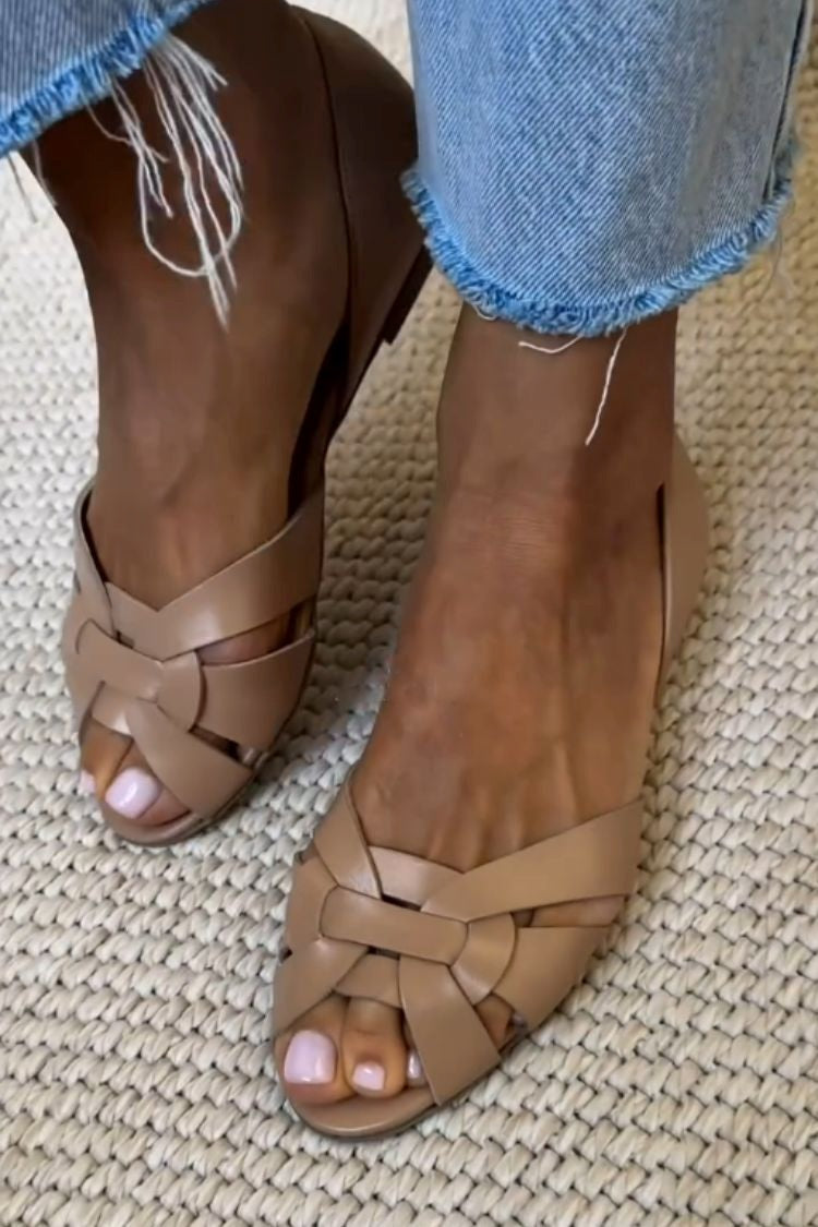 Sandales tressées Nature Serafina de Danoir Paris, en marron, avec design élégant et matériau naturel visible.