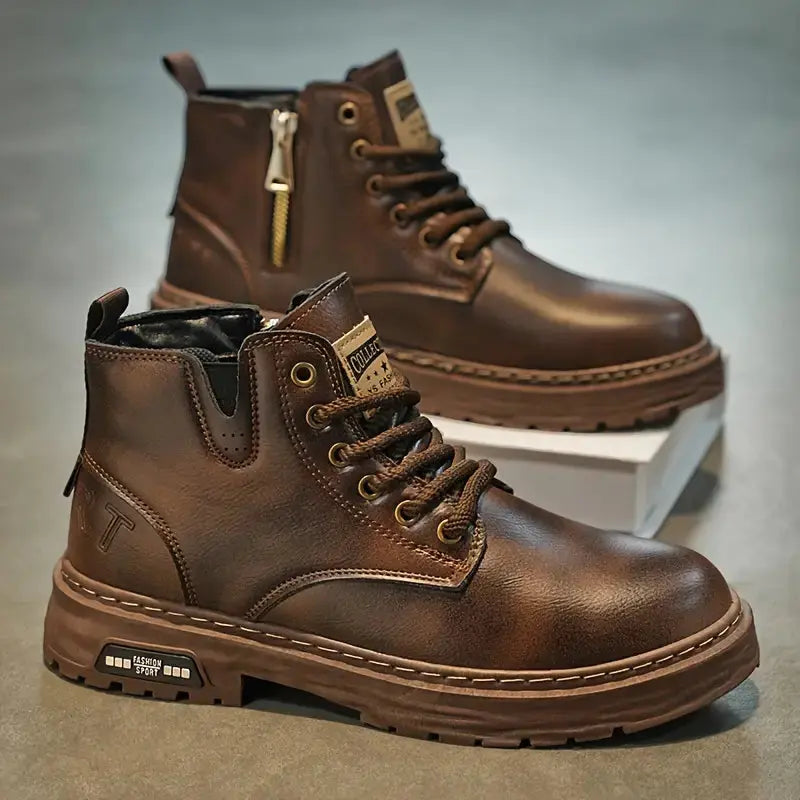 Bottes casual élégantes Ambrose de Danoir Paris, en cuir noir avec semelle robuste, parfaites pour un style chic et décontracté.