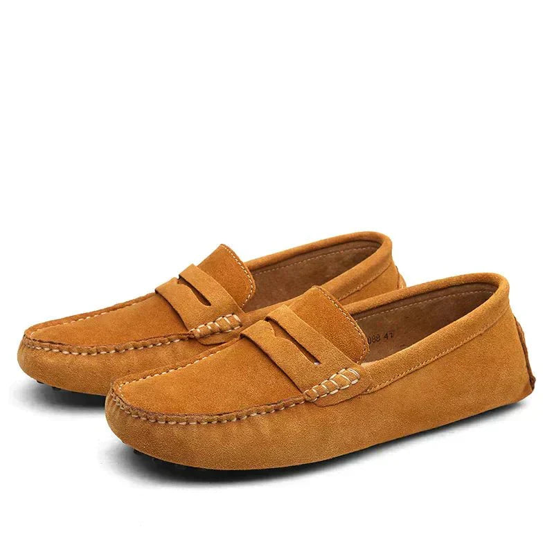 Mocassins classiques en cuir marron Danoir Paris, style italien pour homme, avec semelle en cuir et finition élégante.