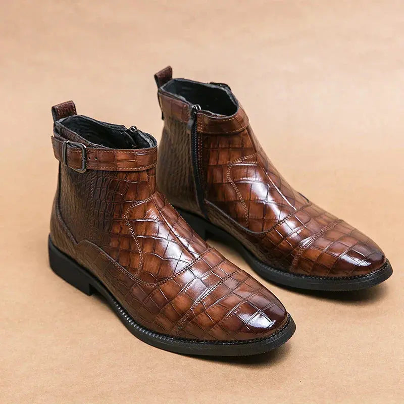 Bottines en cuir synthétique Dylan de Danoir Paris avec boucle, noir, chaussures élégantes pour femmes.