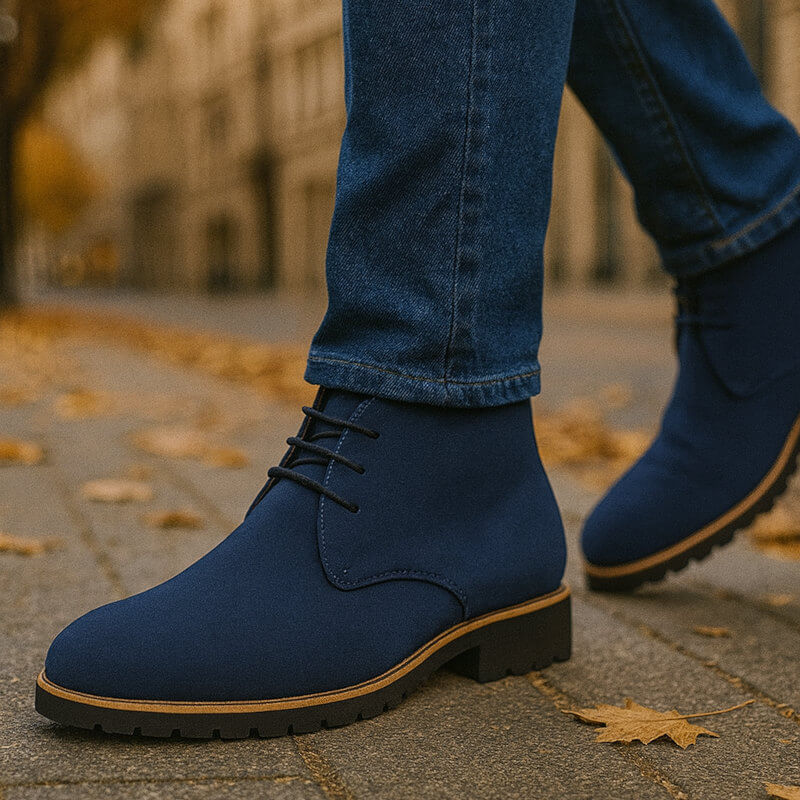 Chaussures hommes Danoir Paris™ bottines chukka en cuir marron avec lacets, style décontracté et semelle en caoutchouc.