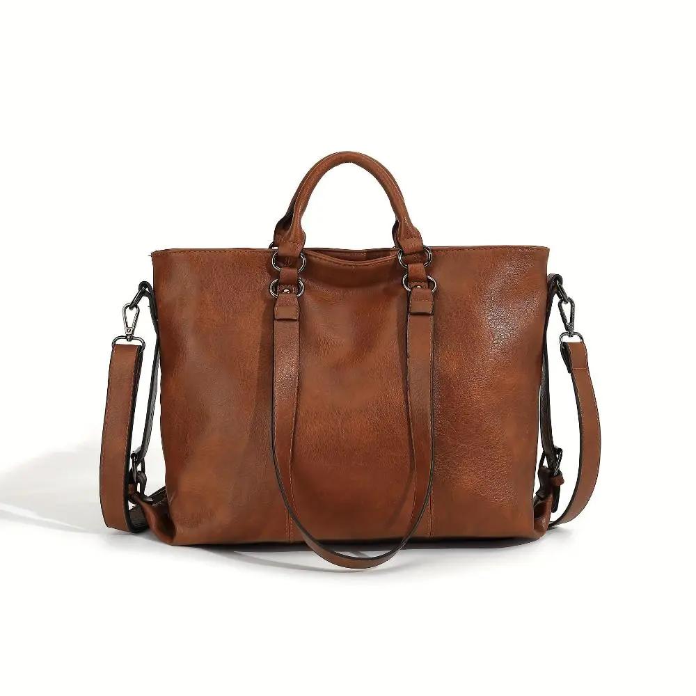 Sac shopper vintage Bianca de Danoir Paris, en cuir élégant avec détails raffinés, vue de face.