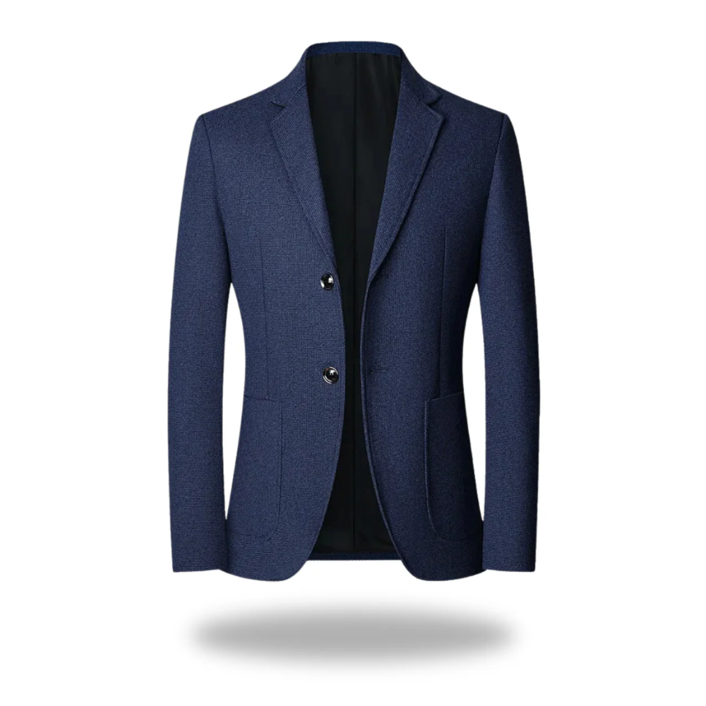 Blazer masculin intemporel Danoir Paris en tissu élégant, porté sur un mannequin avec col classique et coupe ajustée.