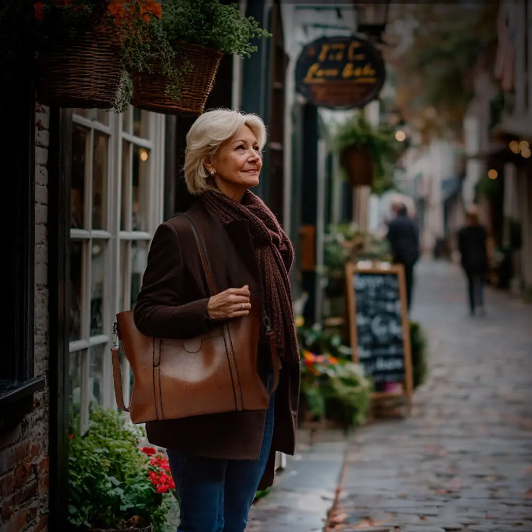Sac à bandoulière vintage Danoir Paris Nicole en cuir marron, élégant et intemporel, avec bandoulière réglable.