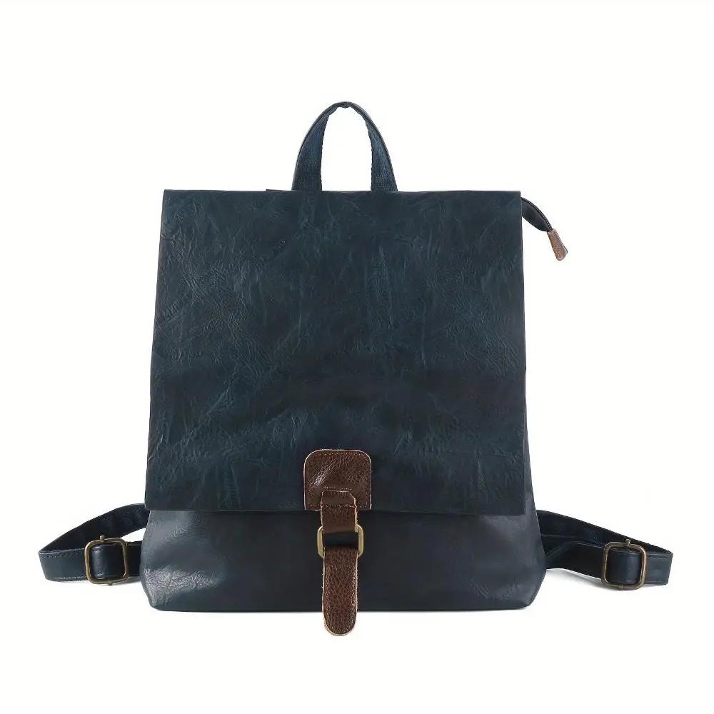 Sac à dos vintage Danoir Paris Nina avec bandoulière et détails en cuir, vue frontale élégante et pratique