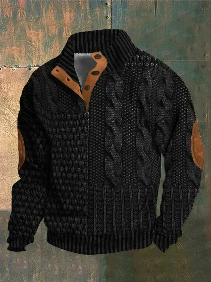 Pull-over vintage imprimé Danoir Paris, chaud et confortable, avec motif classique, porté sur un mannequin.