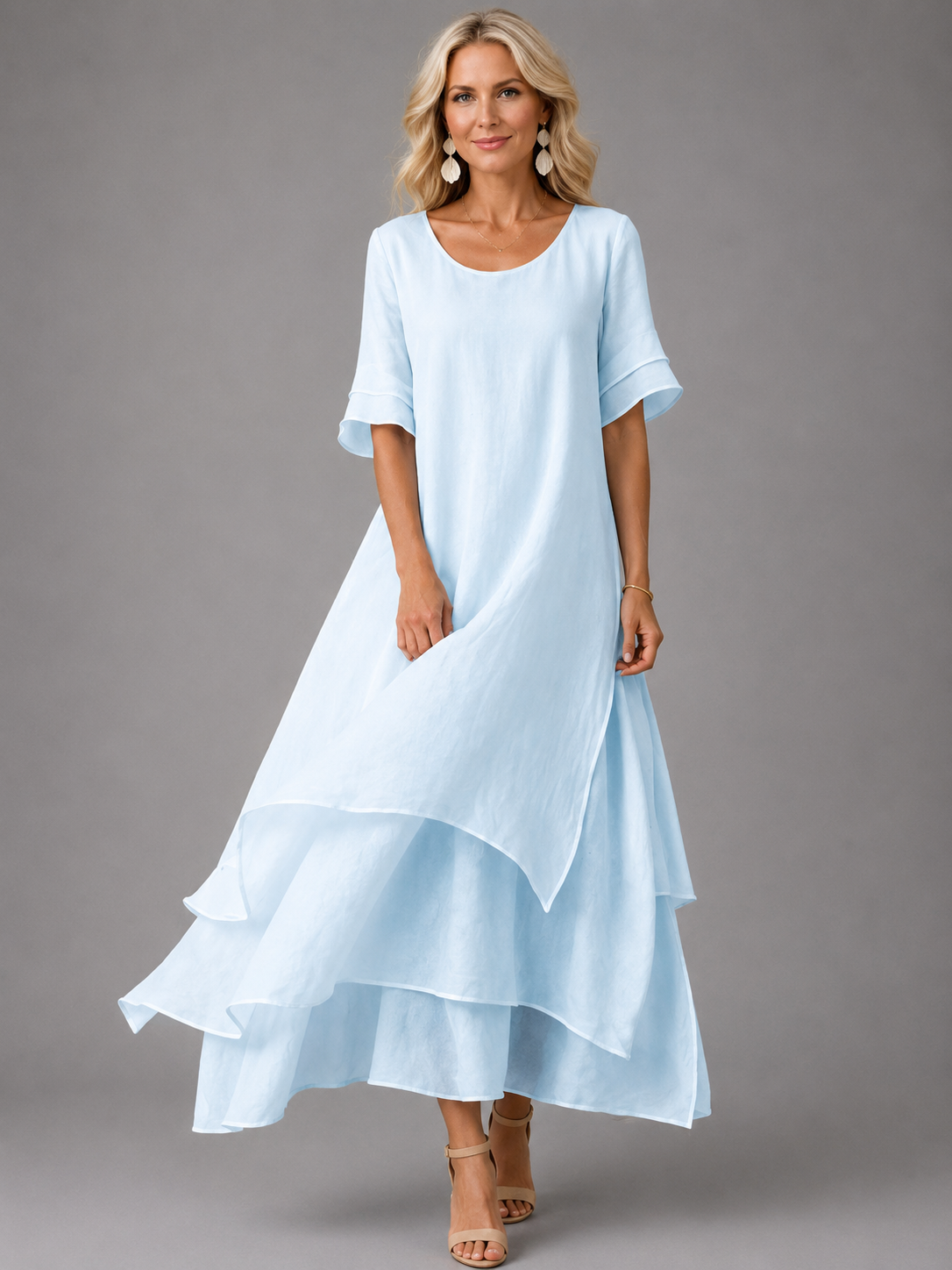Robe longue fluide Liora™ Flowing Grace Maxi Dress de Danoir Paris, tissu léger et design élégant, portée décontractée ou habillée