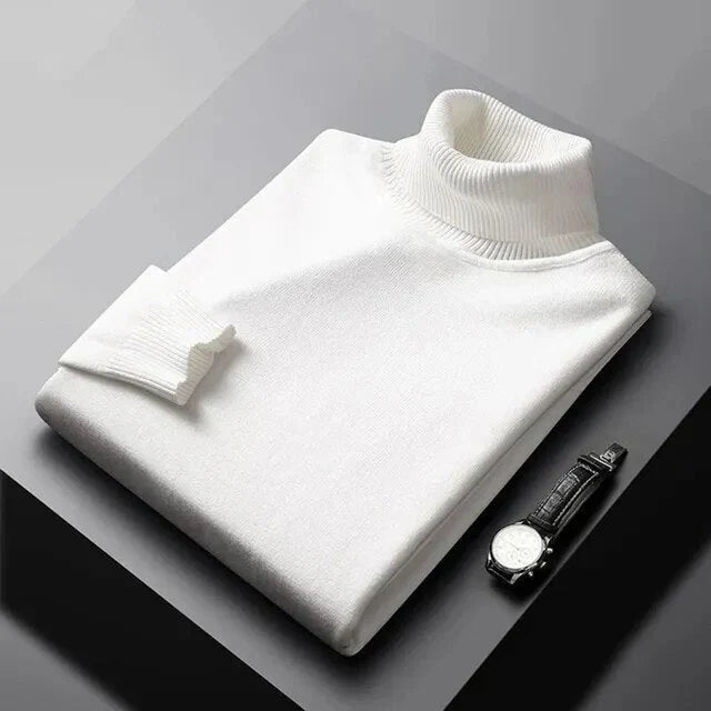 Pull à col roulé en cachemire Monte Carlo Danoir Paris, homme, couleur unie, manches longues, style décontracté.
