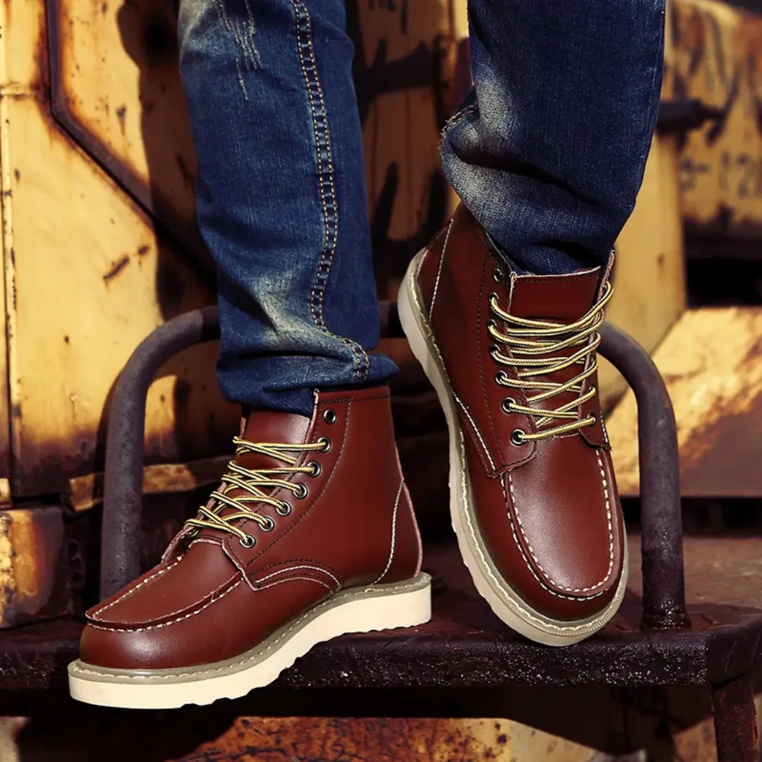 Bottes en cuir vintage Cole™ de Danoir Paris, style élégant avec finition patinée, chaussures pour femmes ou hommes.