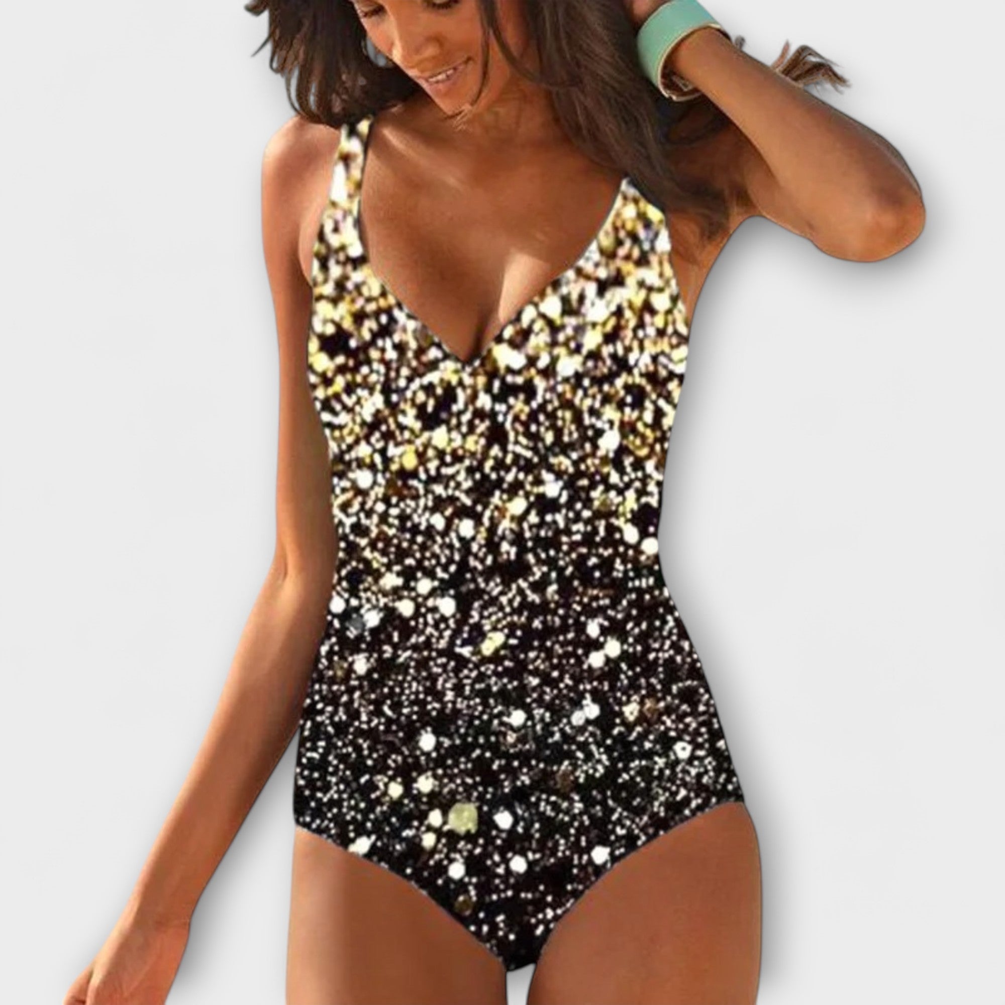 Bikini tricolore Danoir Paris avec haut et bas assortis, tissu coloré et style tendance pour la plage.