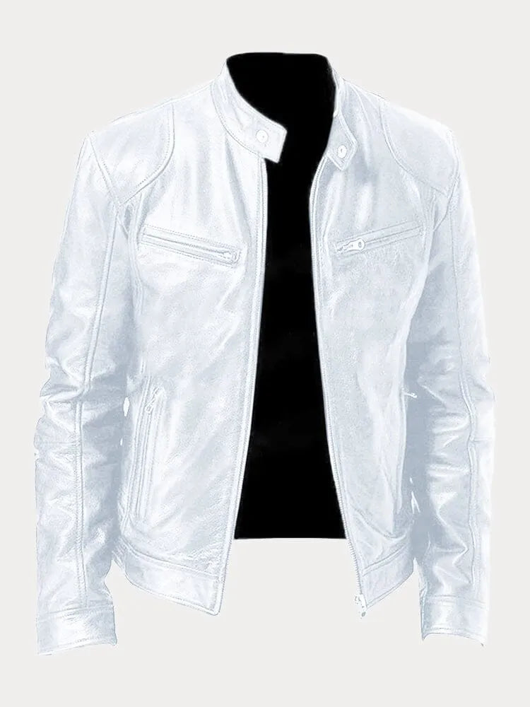 Veste en cuir Danoir Paris pour femme, coupe élégante et finition de qualité, visible sur cette image.