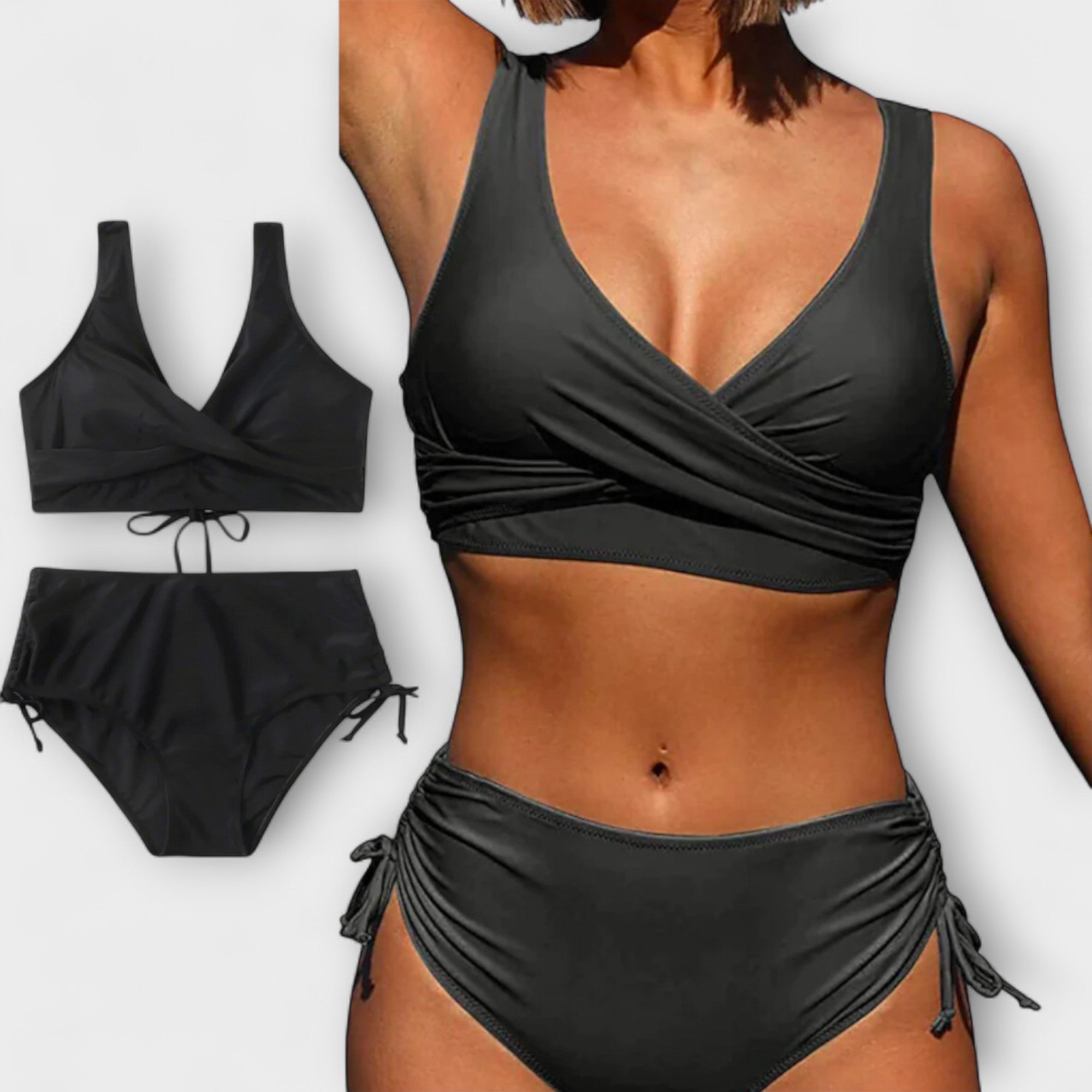 Ensemble de bikini 2 pièces Danoir Paris avec motif stylé, design moderne, parfait pour la plage ou la piscine.