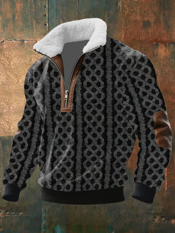 Pull zippé à col montant fourré Danoir Paris, veste chaude avec fermeture éclair et col haut pour l'hiver, en tissu douillet.