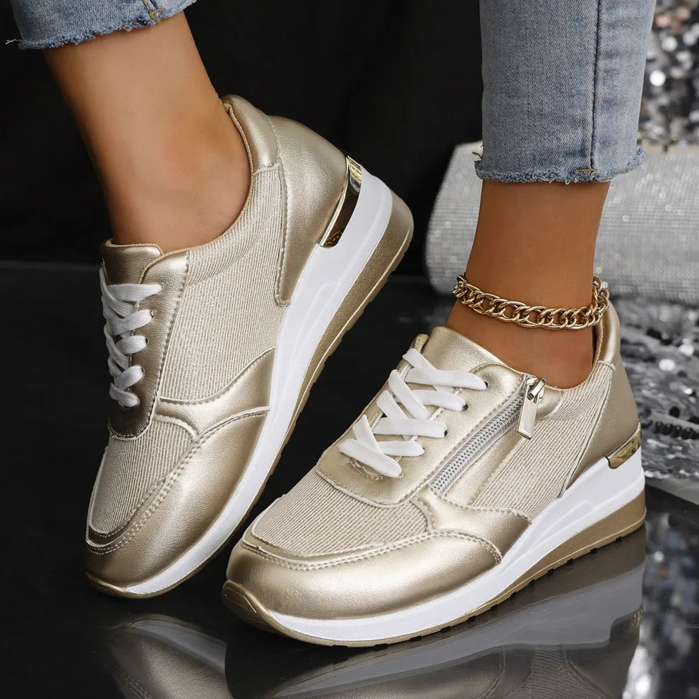 Chaussures orthopédiques femme Danoir Paris, baskets confortables en matériau souple, vue de face.