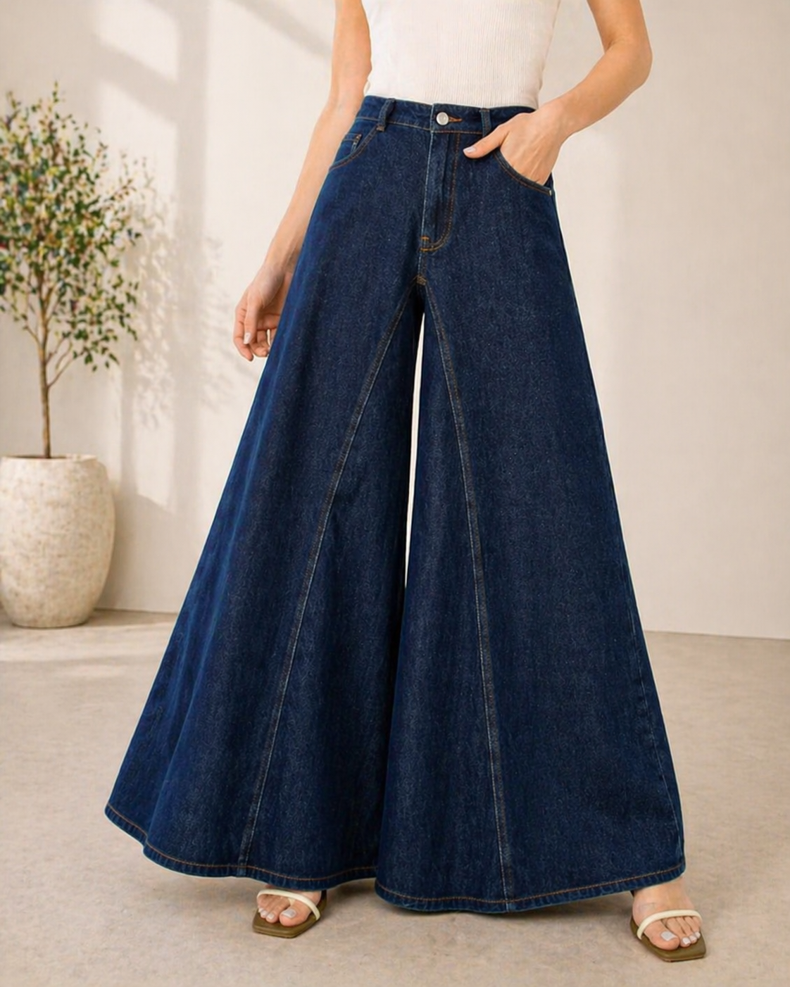 Jeans taille haute Ivy de Danoir Paris, pantalon en denim bleu avec coupe ajustée et détails tendance visibles sur l'image.