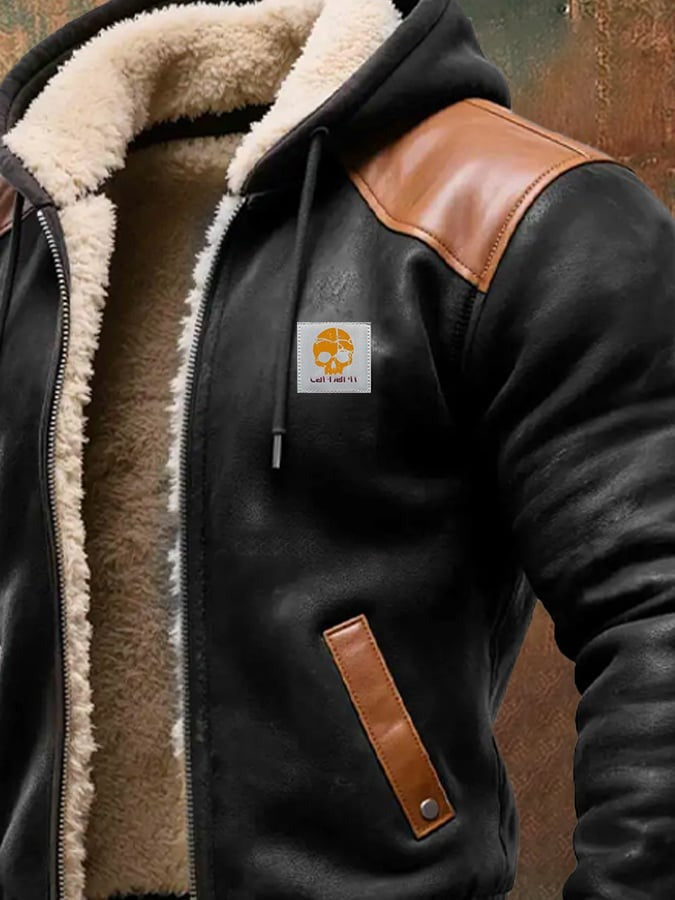 Veste vintage chaude en daim et cuir de la marque Danoir Paris, style élégant et confortable pour l'hiver.