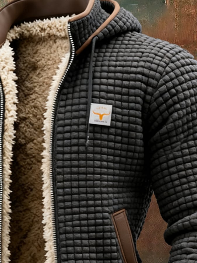 Veste d'hiver matelassée Danoir Paris avec intérieur sherpa, style chaud et confortable pour l'hiver, vue de face.