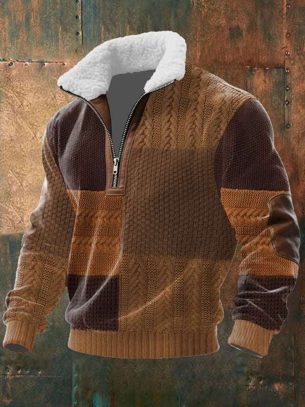 Pull zippé à col montant Danoir Paris, vêtement d'hiver doublé, en laine ou en coton, porté par un mannequin.