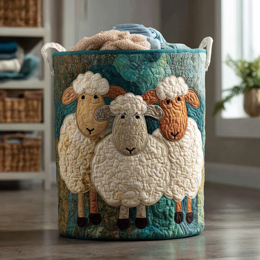 Panier à linge matelassé Fluff Parade de Danoir Paris, avec motif quilté, en tissu doux, pour rangement pratique et élégant.