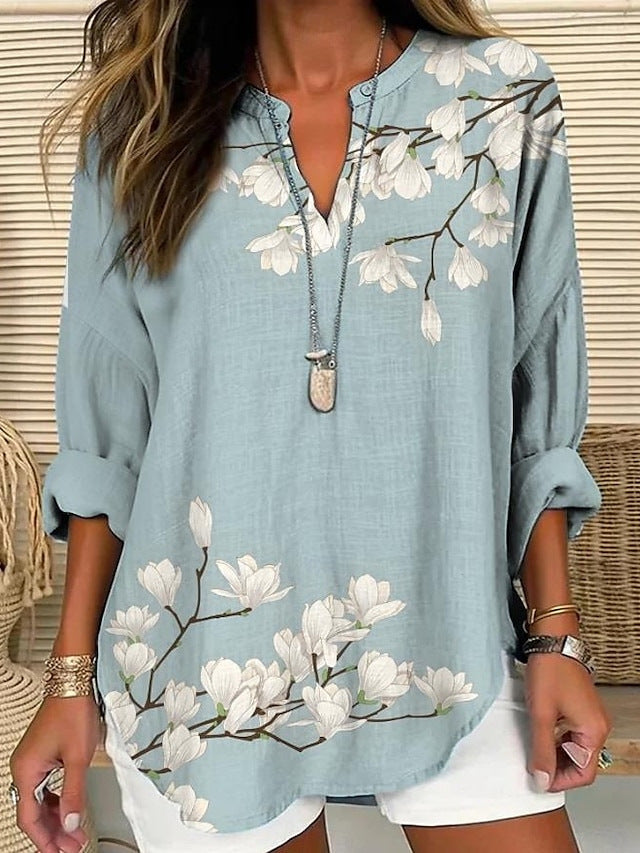 Blouse décontractée élégante Nina de Danoir Paris, en tissu fluide, avec manches longues et détails sophistiqués.