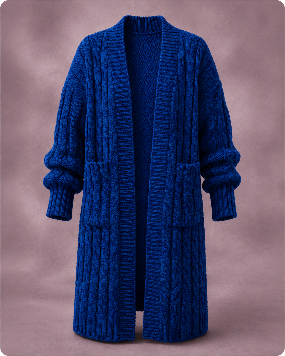 Cardigan en maille rose Danoir Paris à double boutonnage, doux et confortable, porté sur un mannequin.